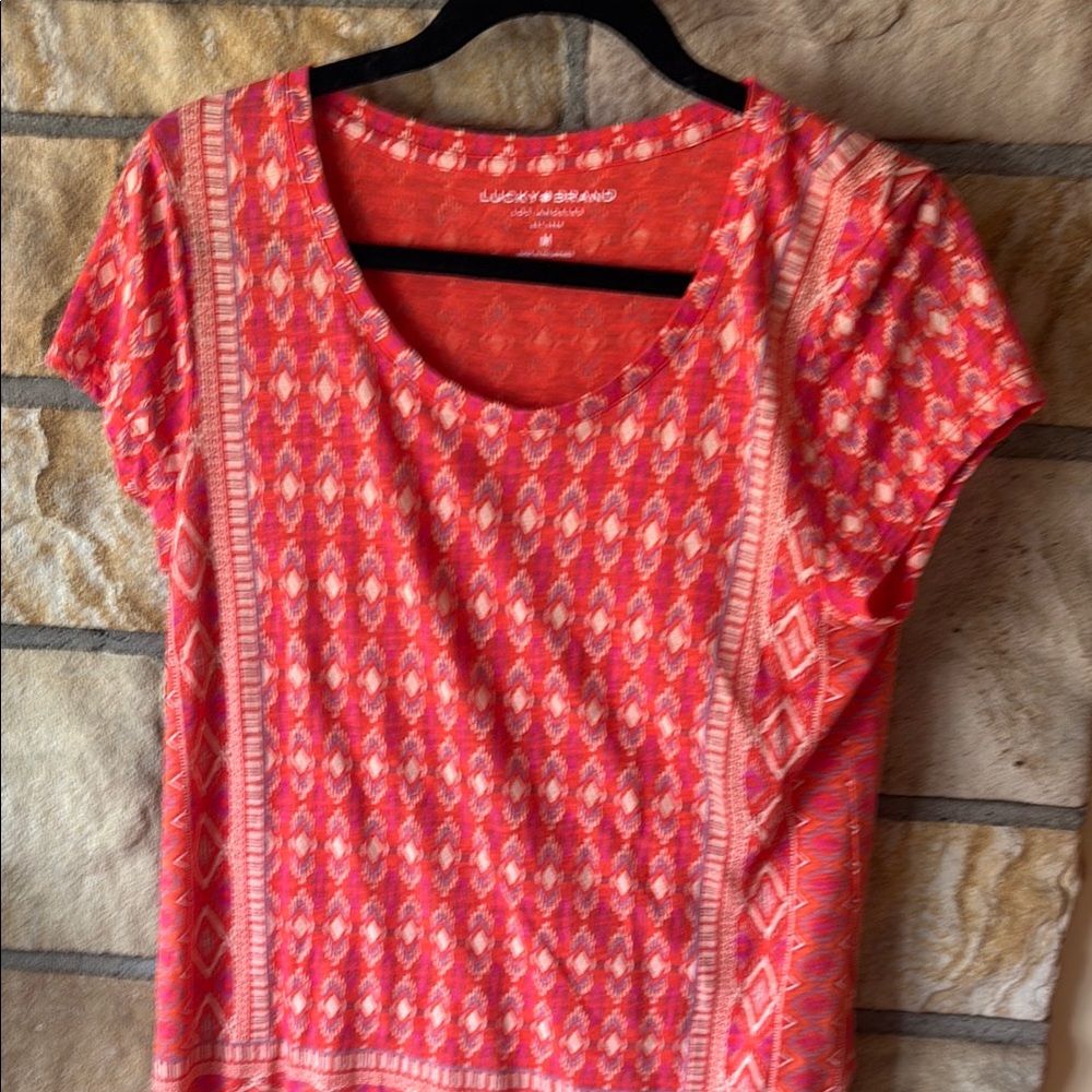 Lucky Brand Pink Flutter Sleeve T-Shirt